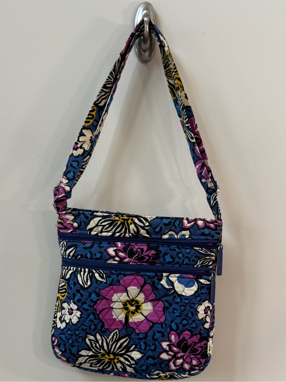 Vera Bradley Floral Quilted Crossbody Bag in Blue and Purple